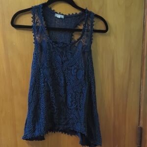 Eyeshadow Navy Lace Tank Top